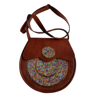 Beaded leather Sling Bag