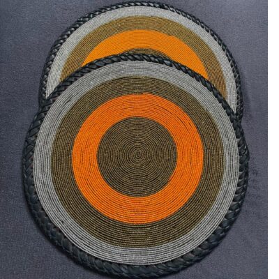 Orange & Olive Earth Tones Beaded  Placemats